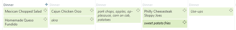 screen grab of an online Plan To Eat weekly menu