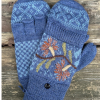A pair of "amber forest" alpaca glittens with fleece lining, featuring a convertible mitten flap over fingerless gloves for extra warmth and versatility.